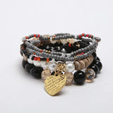Bohemian Glass Bead Crystal Ladies Bracelet Mix Metal Starfish Devil's Eye