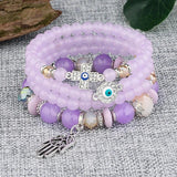 Bohemian Glass Bead Crystal Ladies Bracelet Mix Metal Starfish Devil's Eye