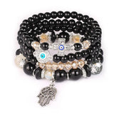 Bohemian Glass Bead Crystal Ladies Bracelet Mix Metal Starfish Devil's Eye