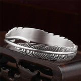 Vintage Thai Silver Feather Leaves Bracelet