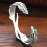 Vintage Thai Silver Feather Leaves Bracelet