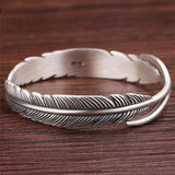 Vintage Thai Silver Feather Leaves Bracelet