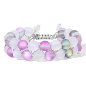 Double Layer Moonstone Bracelet 8MM Beaded Mermaid Glass Ban