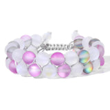 Double Layer Moonstone Bracelet 8MM Beaded Mermaid Glass Ban