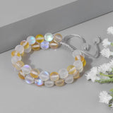 Double Layer Moonstone Bracelet 8MM Beaded Mermaid Glass Ban