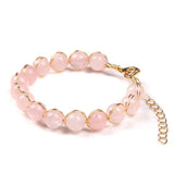 8MM Natural Stone Beads Bracelet Adjustable Rope Braided Wristbands Jewelry
