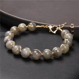 8MM Natural Stone Beads Bracelet Adjustable Rope Braided Wristbands Jewelry
