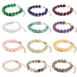 8MM Natural Stone Beads Bracelet Adjustable Rope Braided Wristbands Jewelry