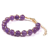 8MM Natural Stone Beads Bracelet Adjustable Rope Braided Wristbands Jewelry