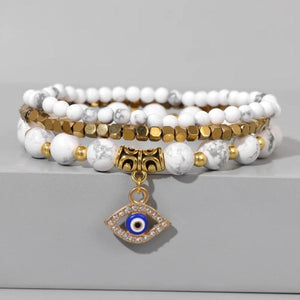 Howlite Turquoises Beads Bracelet Evil Eye Pendant Spiritual Jewelry Gift