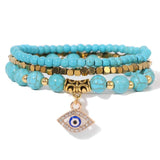 Howlite Turquoises Beads Bracelet Evil Eye Pendant Spiritual Jewelry Gift
