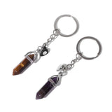 2PCS/Set Tiger Crystal Lover Keychains Hexagonal Pendant