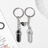2PCS/Set Tiger Crystal Lover Keychains Hexagonal Pendant