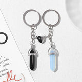 2PCS/Set Tiger Crystal Lover Keychains Hexagonal Pendant