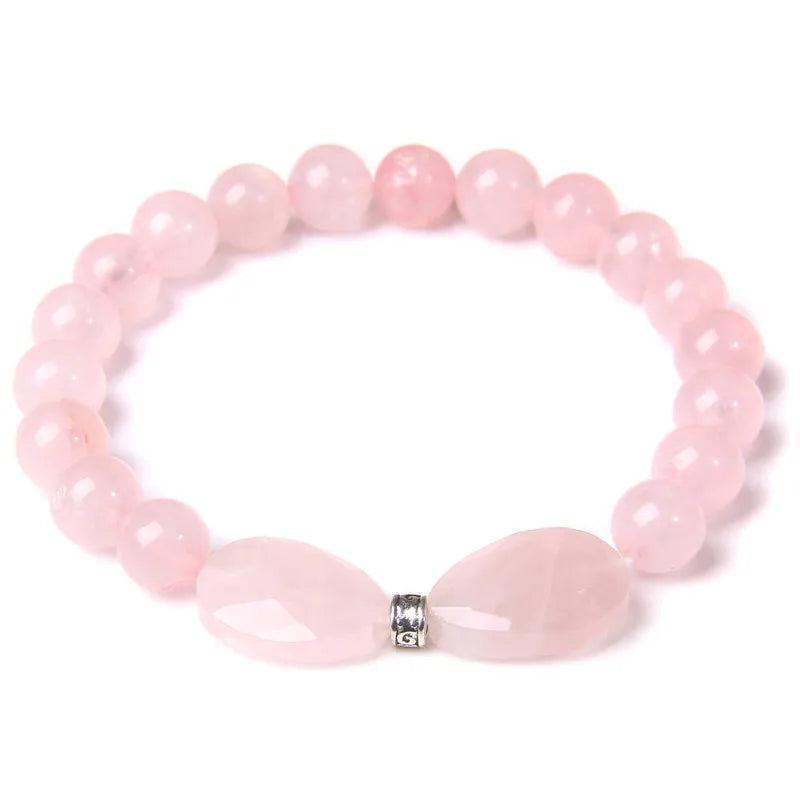 Women Bracelet Butterfly Bow Amethyst Opal Quartz Beads