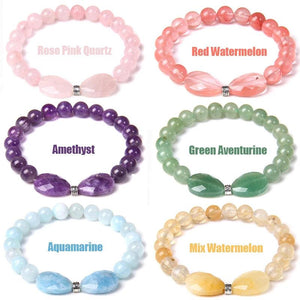 Women Bracelet Butterfly Bow Amethyst Opal Quartz Beads