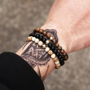 3pcs/set 6mm Stone beads bracelet tiger eye pulseira mens jewelry