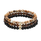 3pcs/set 6mm Stone beads bracelet tiger eye pulseira mens jewelry