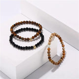 3pcs/set 6mm Stone beads bracelet tiger eye pulseira mens jewelry