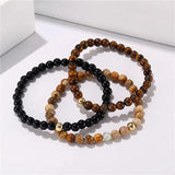 3pcs/set 6mm Stone beads bracelet tiger eye pulseira mens jewelry
