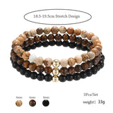 3pcs/set 6mm Stone beads bracelet tiger eye pulseira mens jewelry