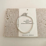 Vintage Silver Metal Pearl Buckle Bracelet for Women