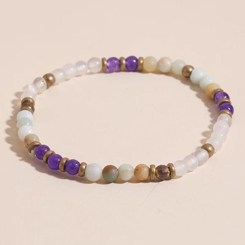 4mm Stone Bead Bracelet Yoga Healing Quartz Aventurine Agate Rose Crystal
