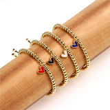 Enamel Heart Pendant Beaded Bracelet Copper Chrams Jewelry