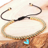 Enamel Heart Pendant Beaded Bracelet Copper Chrams Jewelry