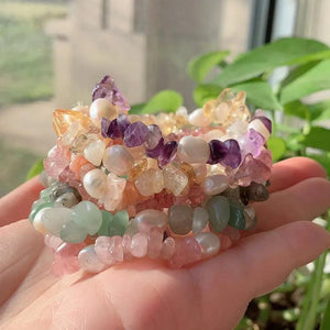 Natural Baroque Pearl Bracelets Reiki Healing Rock Crystal Chips Gravel Stone