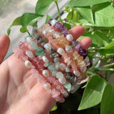 Natural Baroque Pearl Bracelets Reiki Healing Rock Crystal Chips Gravel Stone