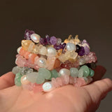 Natural Baroque Pearl Bracelets Reiki Healing Rock Crystal Chips Gravel Stone