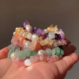 Natural Baroque Pearl Bracelets Reiki Healing Rock Crystal Chips Gravel Stone