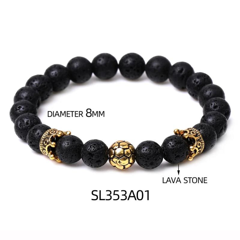 Natural Stone Football Bracelet for Men Team Decor Props