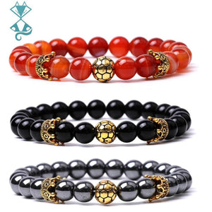 Natural Stone Football Bracelet for Men Team Decor Props
