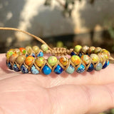 Colorful Sea Sediment Jaspers Stone Bracelet for Women 15-26cm