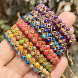 Colorful Sea Sediment Jaspers Stone Bracelet for Women 15-26cm