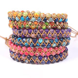 Colorful Sea Sediment Jaspers Stone Bracelet for Women 15-26cm