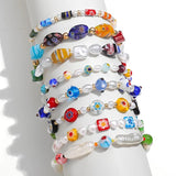 Mixed Glaze Beads and Pearls Bracelet Set for Women