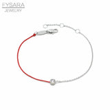 Thin Red Rope & Chain Bracelets with CZ Crystal Thread String Rope Bangle