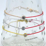 Thin Red Rope & Chain Bracelets with CZ Crystal Thread String Rope Bangle