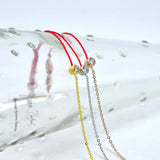 Thin Red Rope & Chain Bracelets with CZ Crystal Thread String Rope Bangle