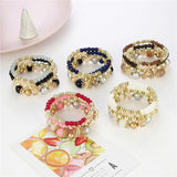 4Pcs Candy Glass Beads Bracelet Set Elastic Chain Bangle