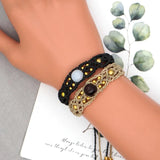 South American Ethnic Macrame Bracelet Stone Beaded Wax Rope