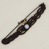 South American Ethnic Macrame Bracelet Stone Beaded Wax Rope