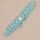 South American Ethnic Macrame Bracelet Stone Beaded Wax Rope