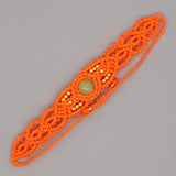 South American Ethnic Macrame Bracelet Stone Beaded Wax Rope
