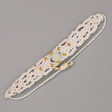 South American Ethnic Macrame Bracelet Stone Beaded Wax Rope