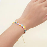 Daisy Pattern Woven Rice Ball Bracelet Adjustable Unisex Beaded Bohemia