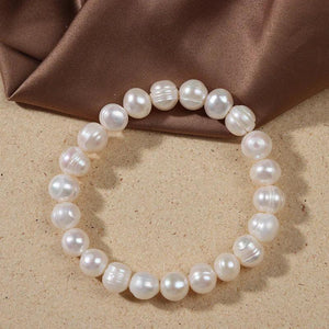 Baroque Pearl Charm Bracelet Natural Freshwater Pearls Elastic Bangle